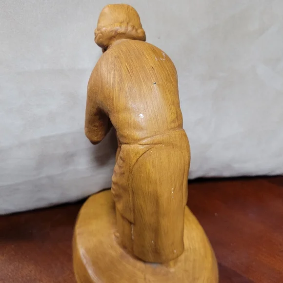 St Joseph With Child Handcrafted Wooden Sculpture - Picture 3 of 6